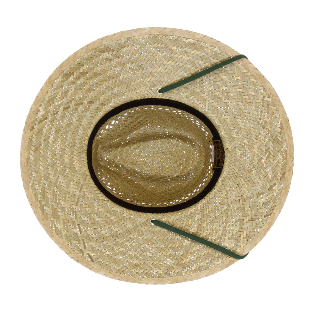 Dorfman Pacific Hats Rush Straw Lifeguard Hat - Natural-Dark Green