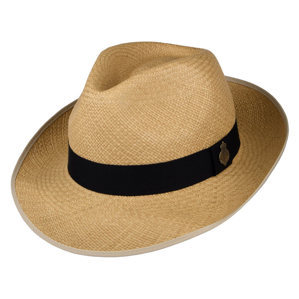 Christys Classic Preset Panama Fedora Hat with Navy Band - Natural ...