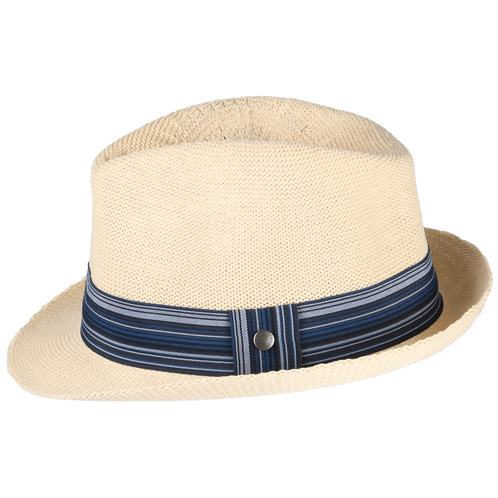 Barbour Hats Belford Summer Trilby Hat - Ecru-Blue