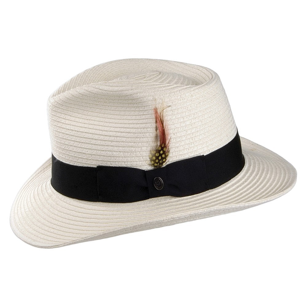 Jaxon & James Summer C-Crown Straw Fedora Hat - Ivory