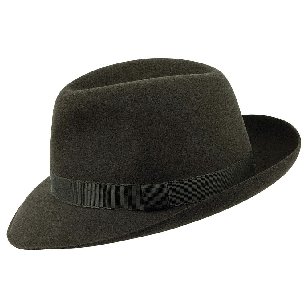 Christys Hats Foldaway Fur Felt Fedora - Dark Green