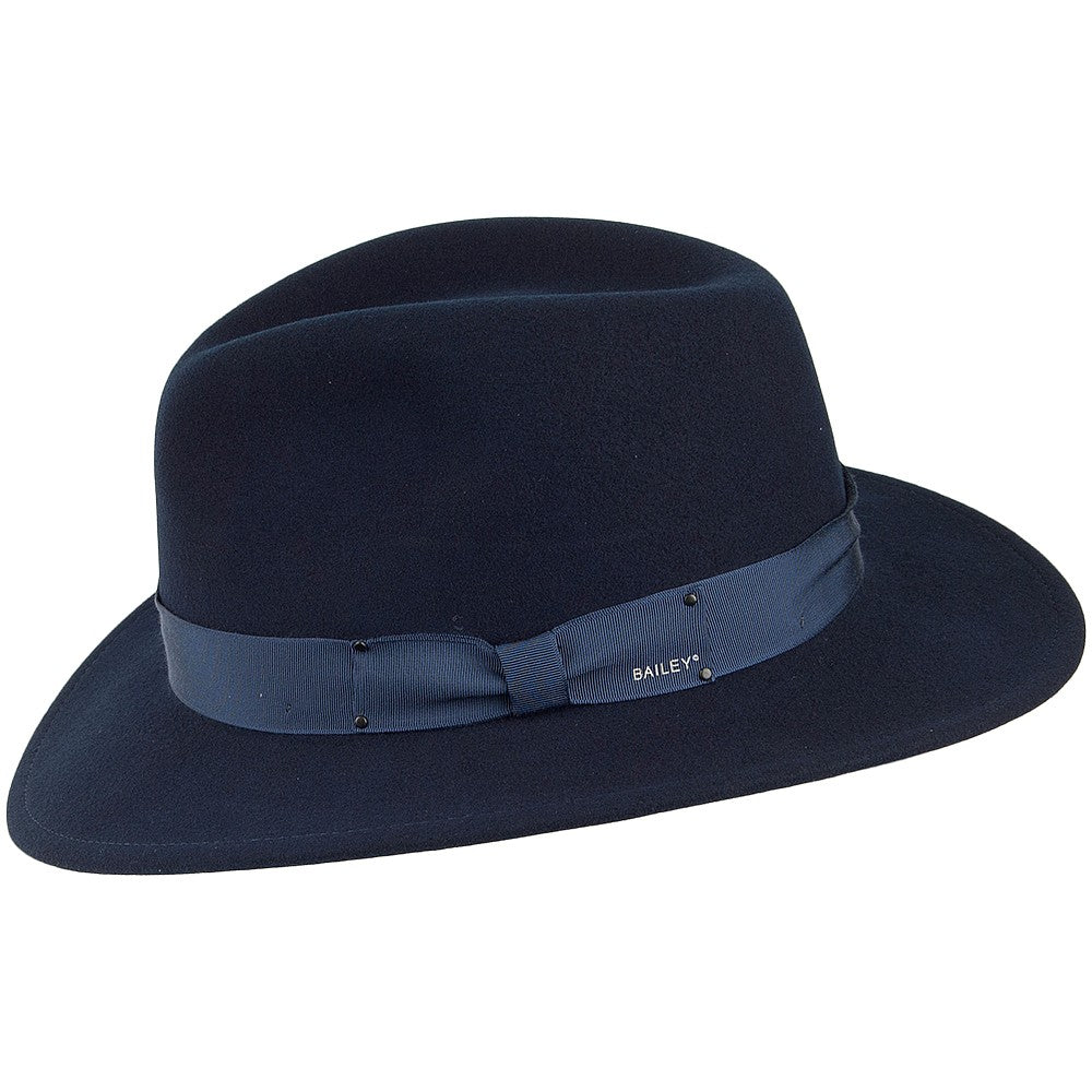 Bailey Hats Curtis Crushable Water Repellent Wool Felt Fedora Hat - Navy Blue