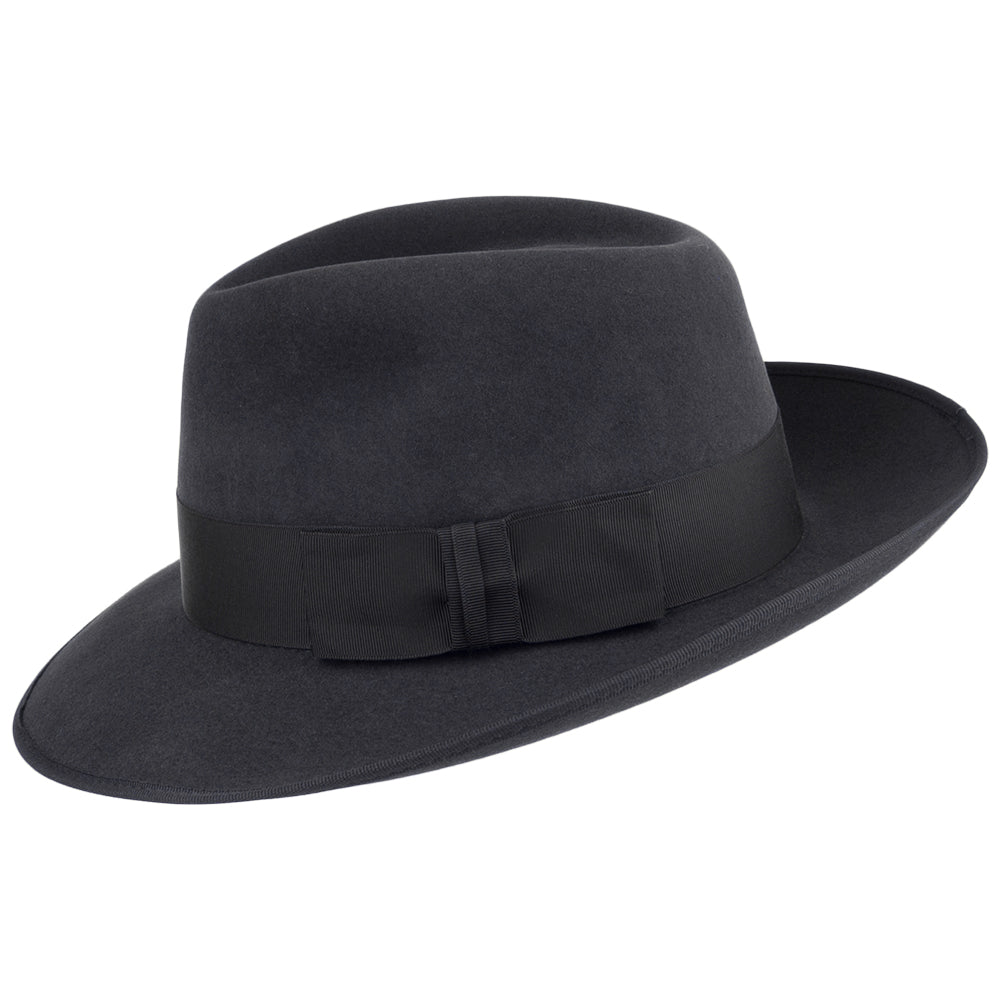 Christys Hats Gangster Fur Felt Fedora Hat - Charcoal