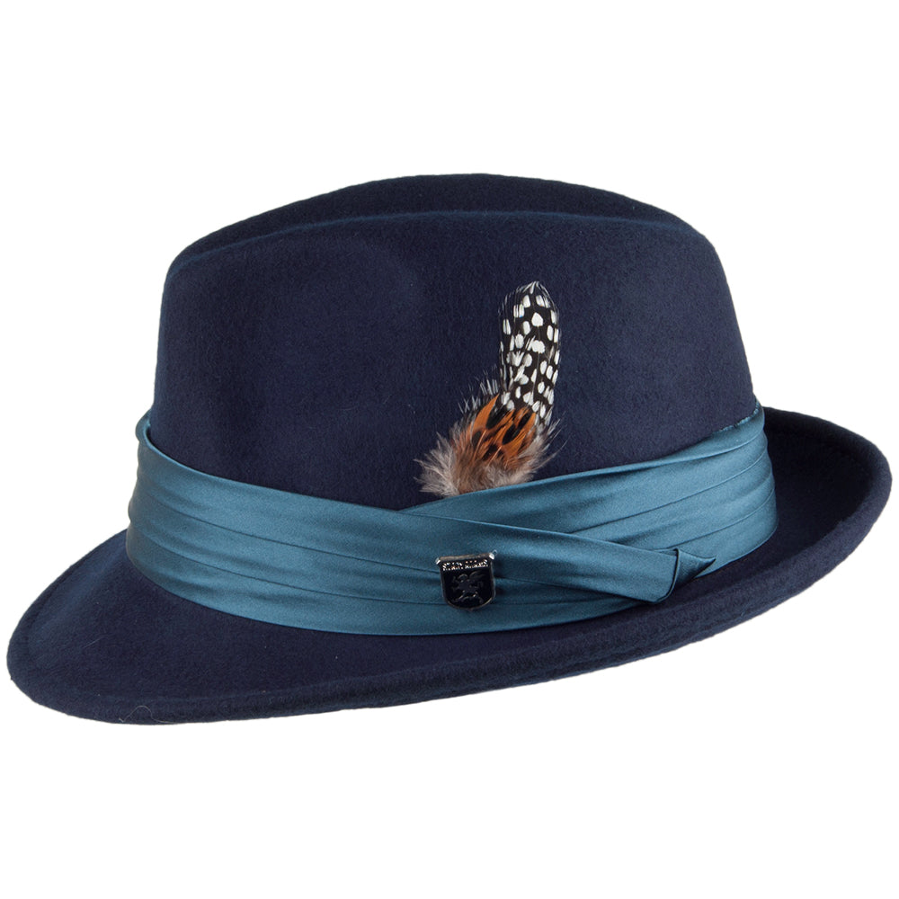 Stacy Adams Hats Wool Felt Crushable Trilby - Navy Blue