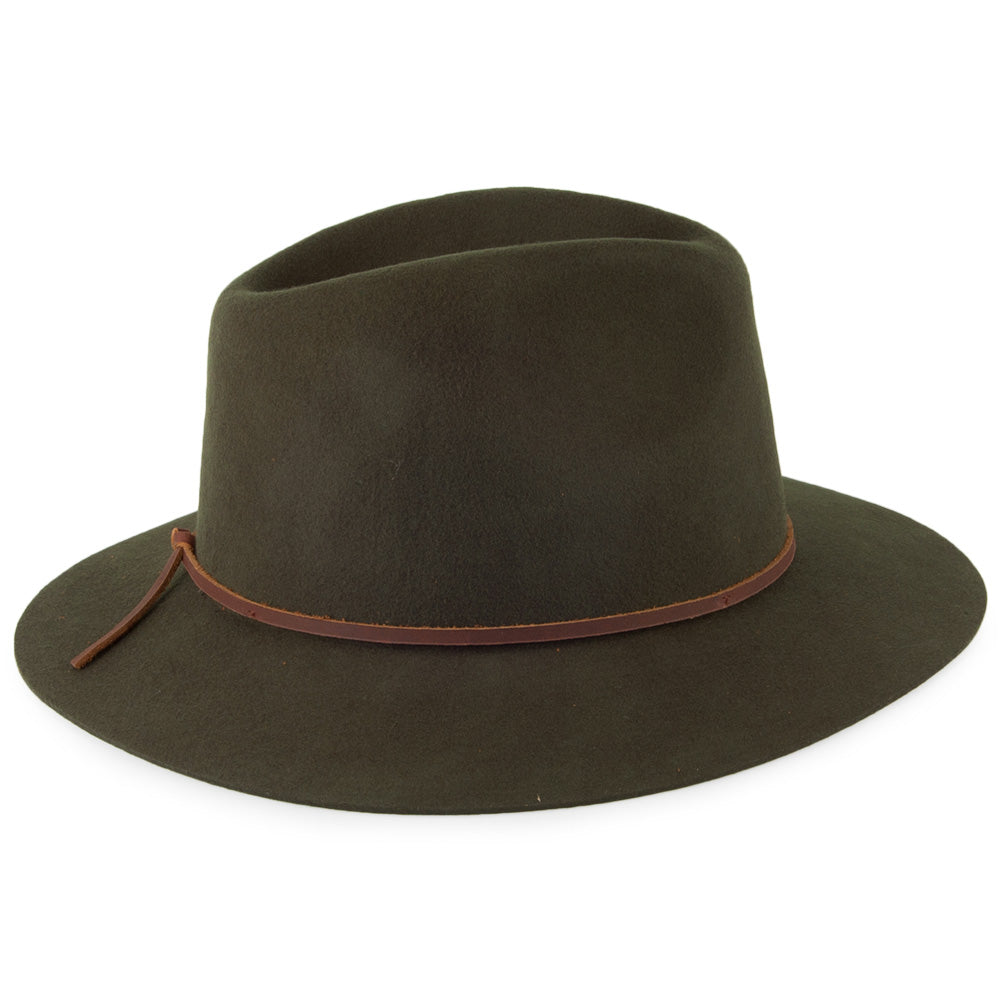 Brixton Wesley Fedora Hat - Moss-Brown