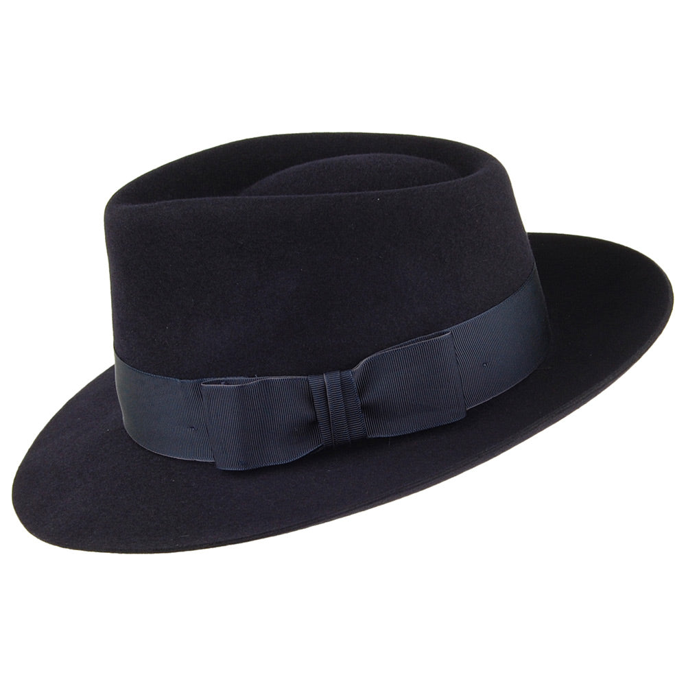 Christys Hats Casablanca Fur Felt Fedora Hat - Navy Blue