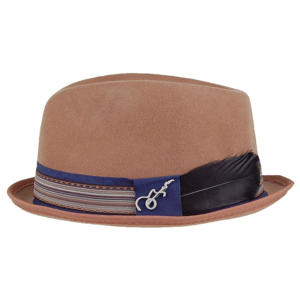 Carlos Santana Stage Wool Felt Trilby Hat - Tan