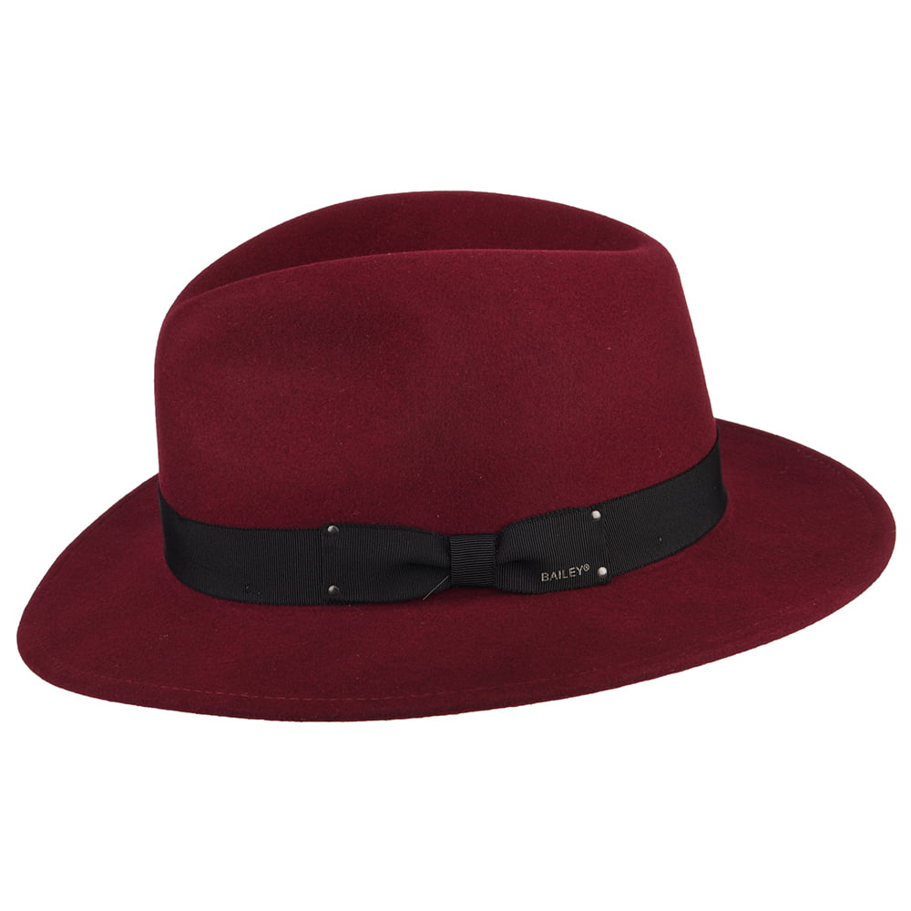 Bailey Hats Curtis Crushable Water Repellent Wool Felt Fedora Hat - Wine