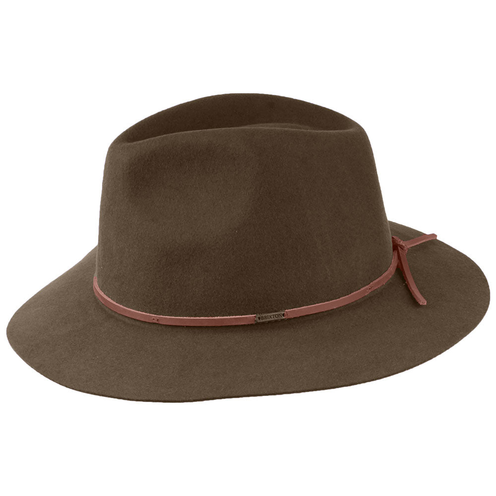 Brixton Hats Wesley Packable Wool Felt Fedora Hat - Coffee