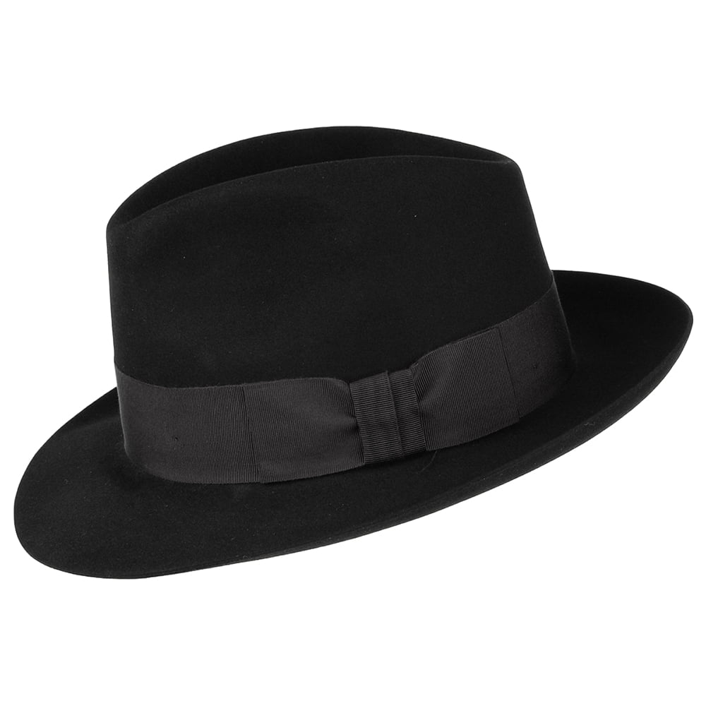 Christys Hats Canterbury Beaver Felt Fedora Hat - Black