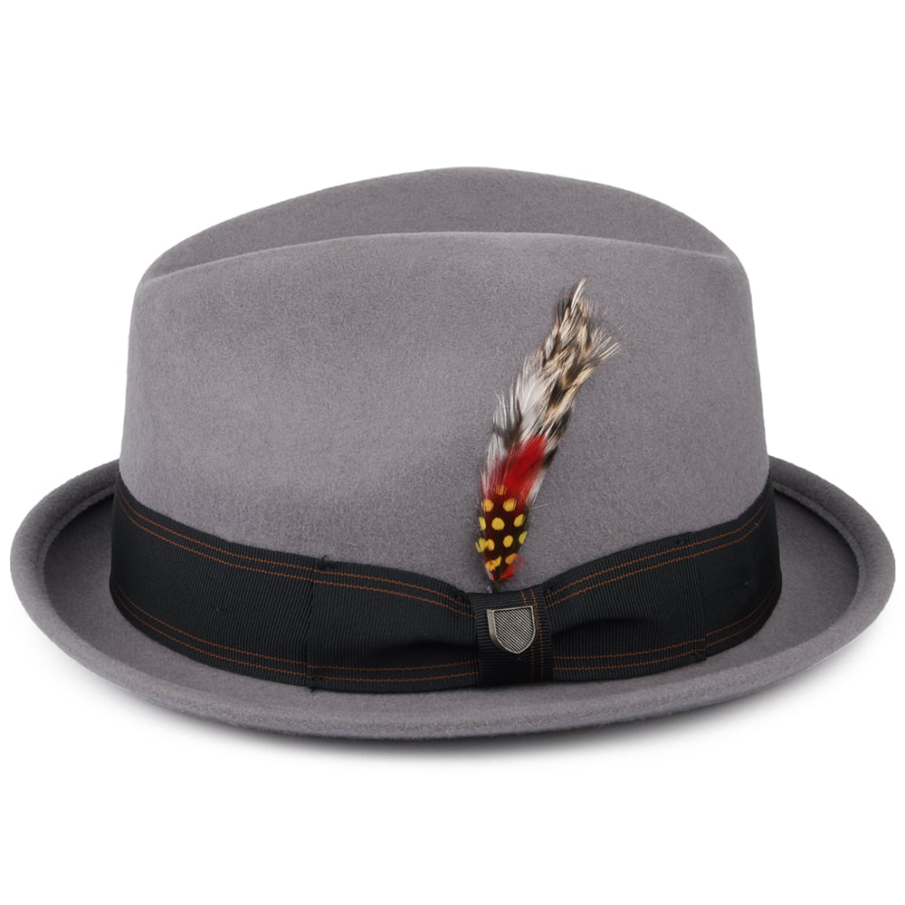 Brixton Hats Gain Wool Felt Trilby Hat With Black Band - Grey