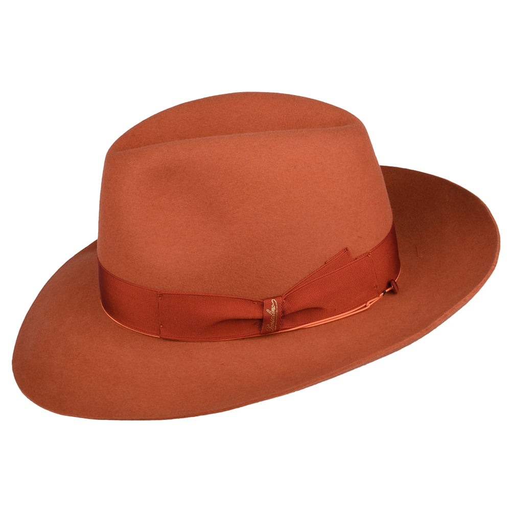 Borsalino Avalon Fur Felt Fedora Hat - Burnt Orange