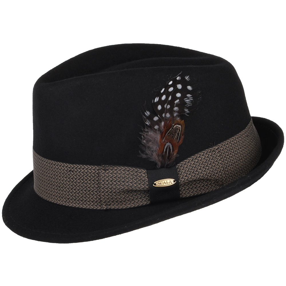 Scala Hats Rexburg Crushable Wool Felt Trilby Hat - Black