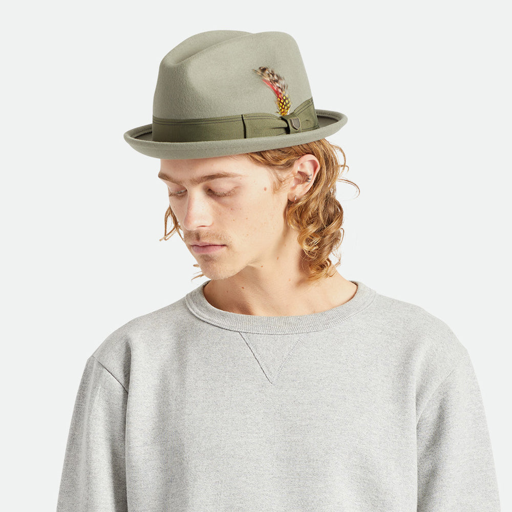 Brixton Hats Gain Wool Felt Trilby Hat - Light Olive