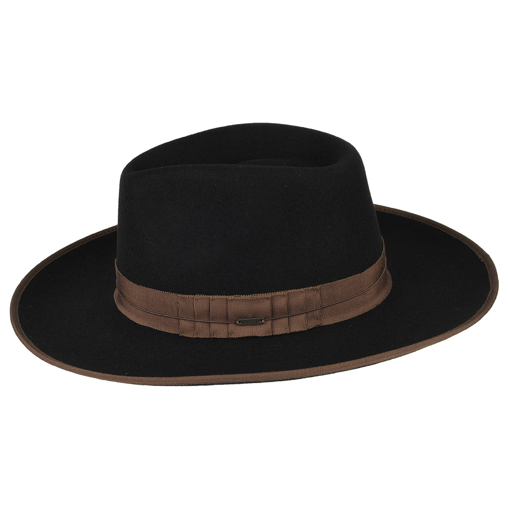 Brixton Hats Reno Wool Felt Fedora Hat - Black-Brown