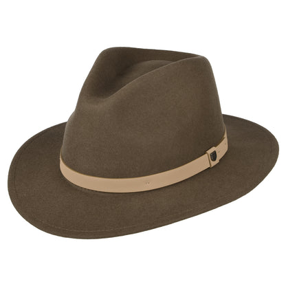 Brixton Hats Messer Wool Felt Fedora Hat - Brown-Natural