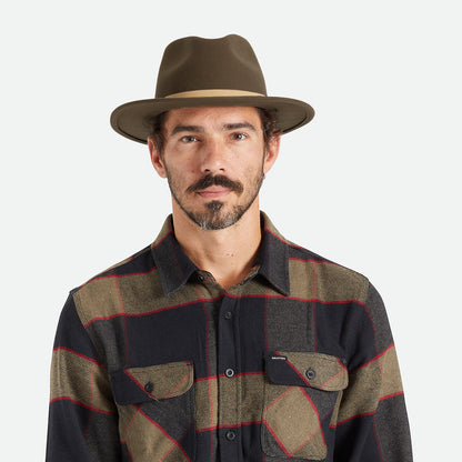 Brixton Hats Messer Wool Felt Fedora Hat - Brown-Natural