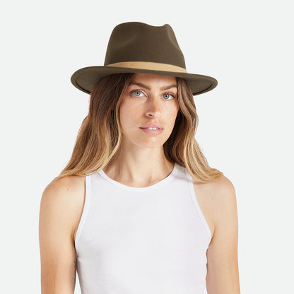 Brixton Hats Messer Wool Felt Fedora Hat - Brown-Natural