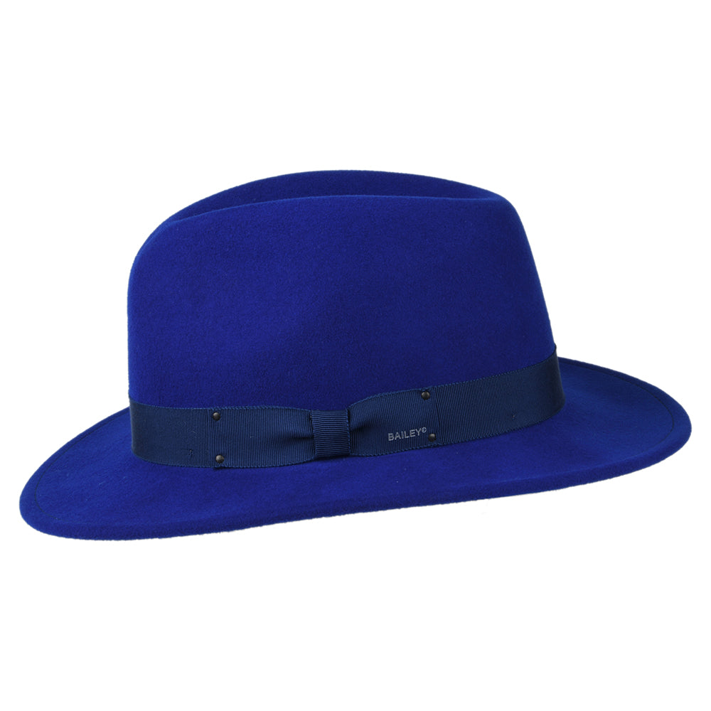 Bailey Hats Curtis Crushable Water Repellent Wool Felt Fedora Hat - Royal Blue