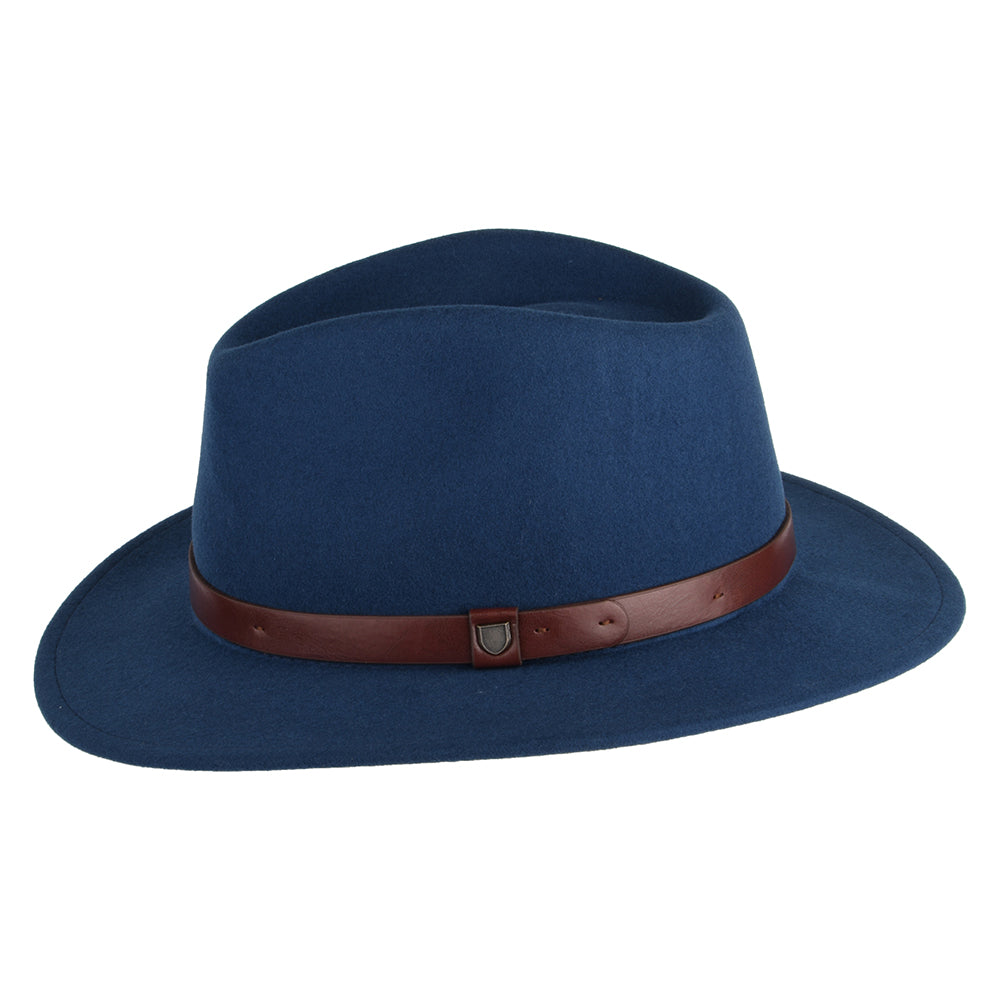 Brixton Hats Messer Wool Felt Fedora Hat - Blue