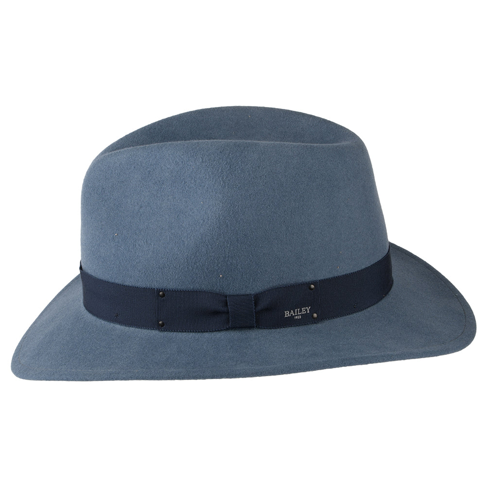 Bailey Hats Curtis Crushable Water Repellent Wool Felt Fedora Hat - Blue