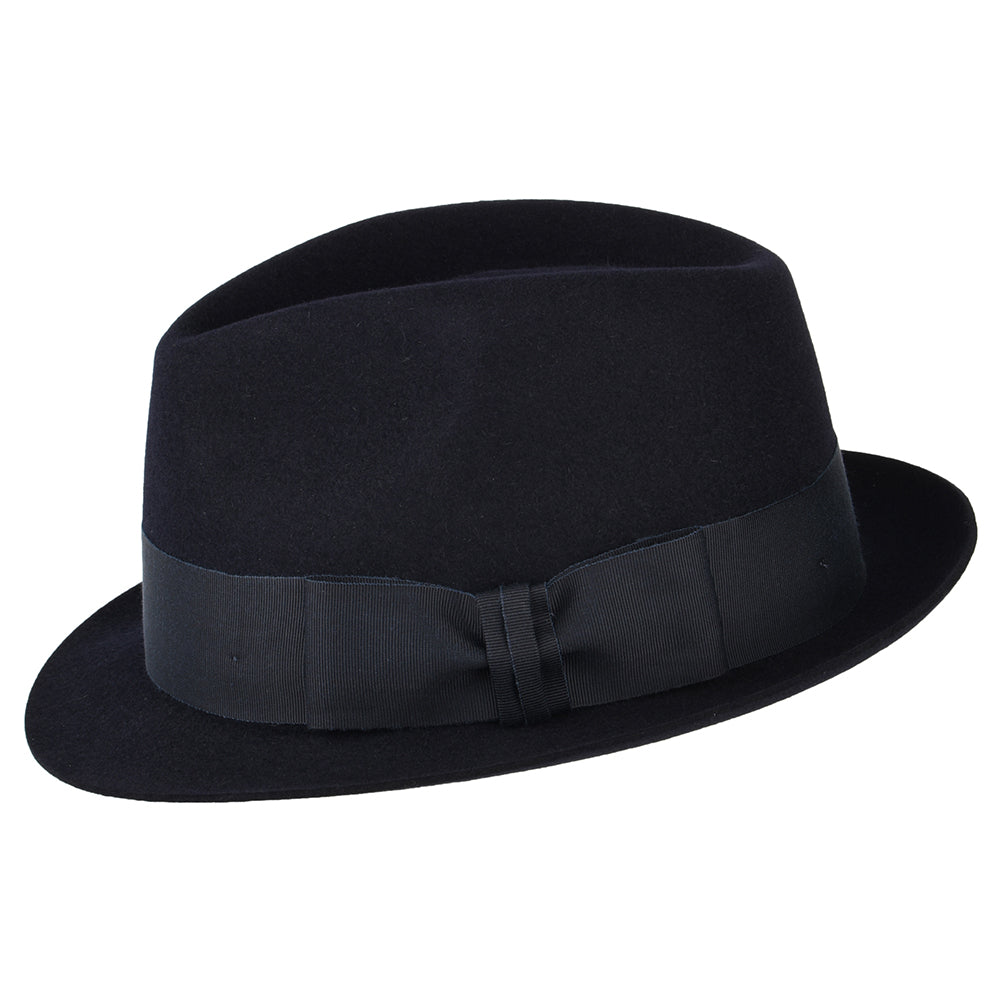 Christys Hats Pinch Vegas Fur Felt Trilby Hat - Navy Blue