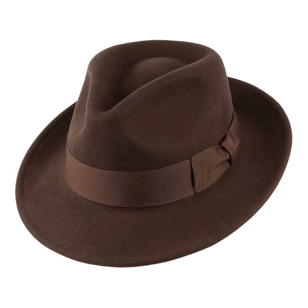 Jaxon & James Crushable C-Crown Wool Felt Fedora Hat - Brown