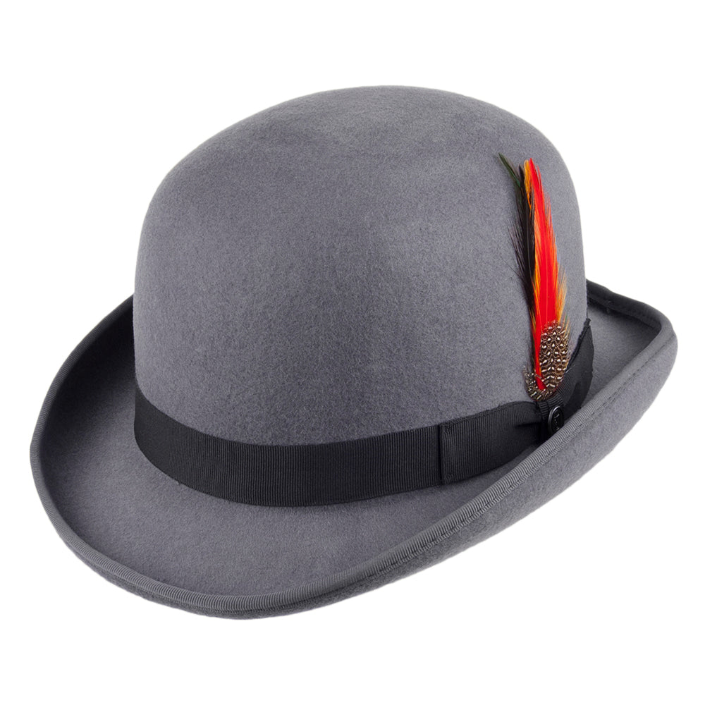 Jaxon & James Wool Felt English Bowler Hat - Grey