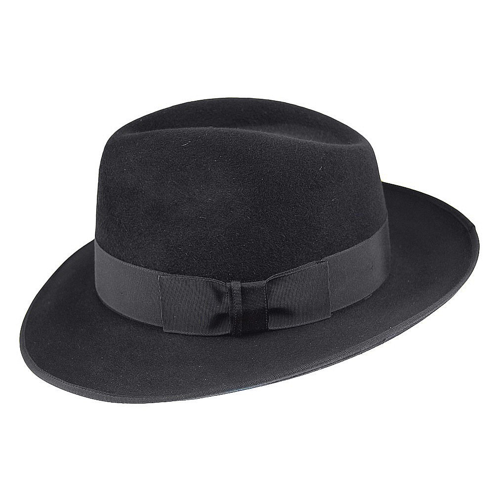 Christys Hats Gangster Fur Felt Fedora Hat - Black