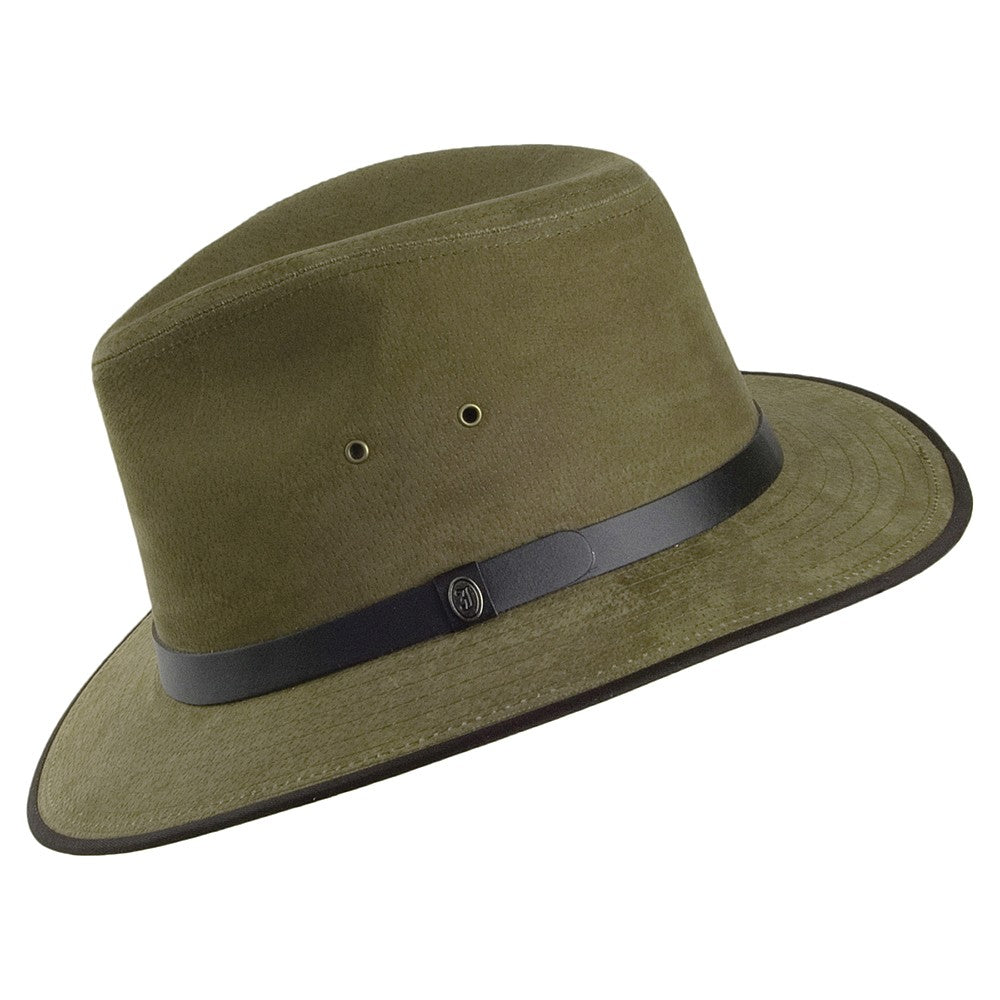 Jaxon & James Nubuck Leather Safari Fedora - Olive