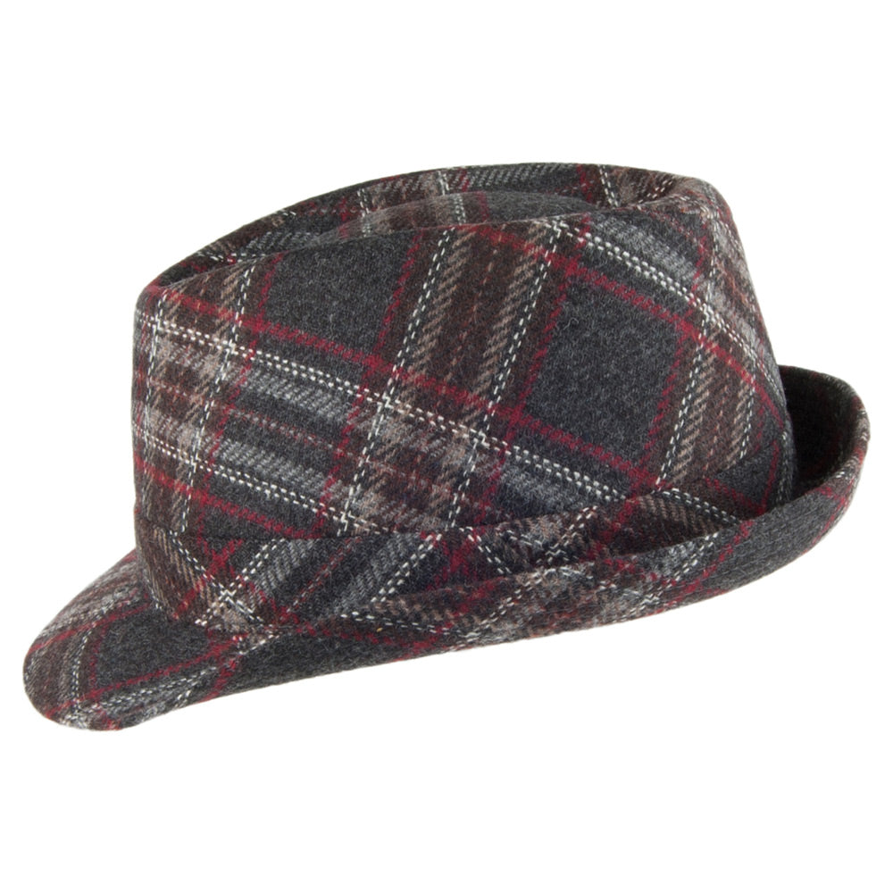 Crambes Hats Windowpane Trilby Hat - Charcoal