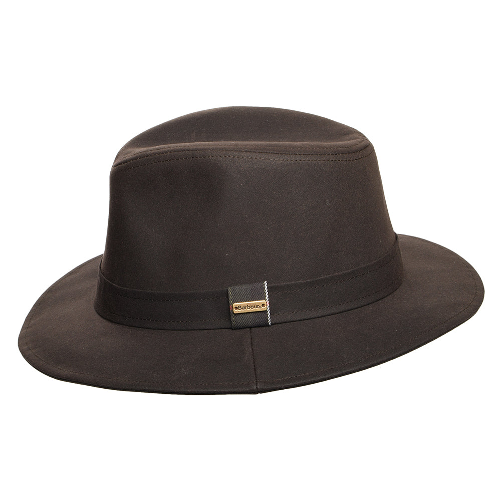 Barbour Hats Vintage Waxed Cotton Bushman Fedora Hat - Rust