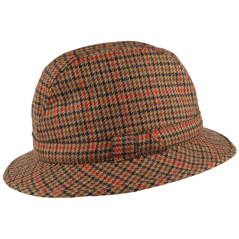 City Sport Rollable Houndstooth Cashmere Trilby Hat - Brown Multi