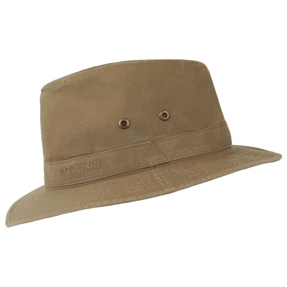 Stetson Hats Organic Cotton Crushable Safari Fedora Hat - Khaki