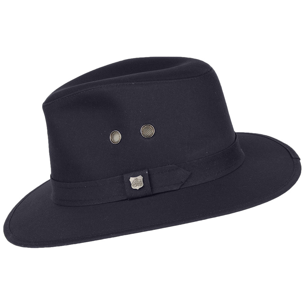 Failsworth Hats Waxed Drifter Water Repellent Fedora Hat - Navy Blue