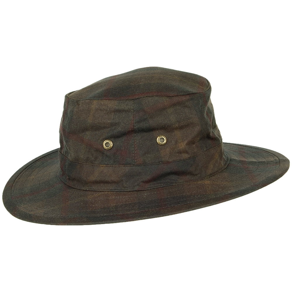 Failsworth Hats Waxed Cotton Windowpane Traveller Hat - Brown