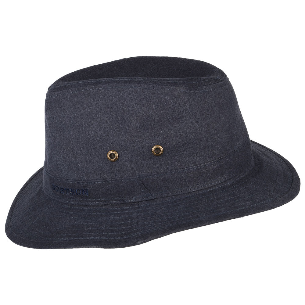 Stetson Hats Organic Cotton Crushable Safari Fedora Hat - Navy Blue