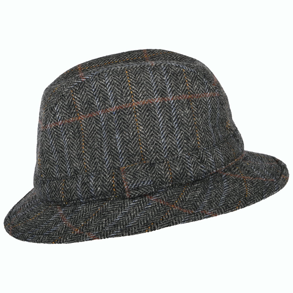 City Sport Herringbone Rollable Trilby Hat - Grey-Multi