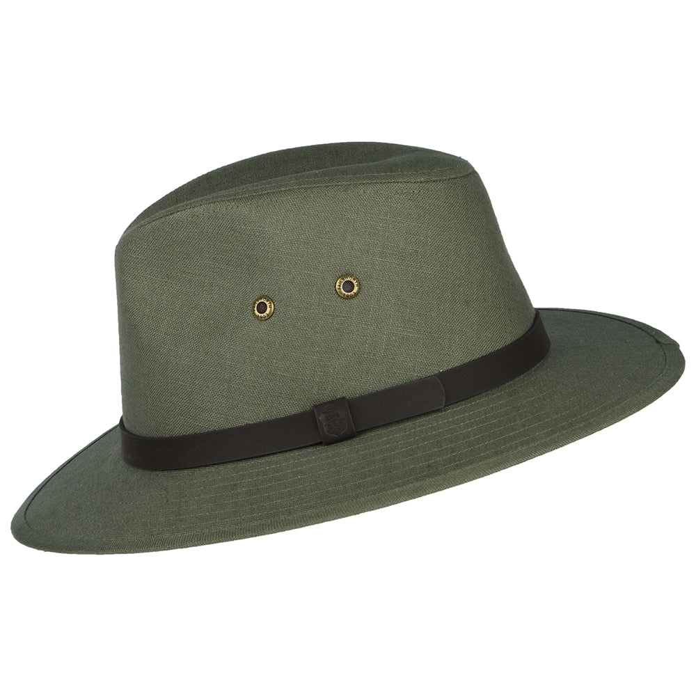 Failsworth Hats Irish Linen Safari Fedora Hat - Khaki