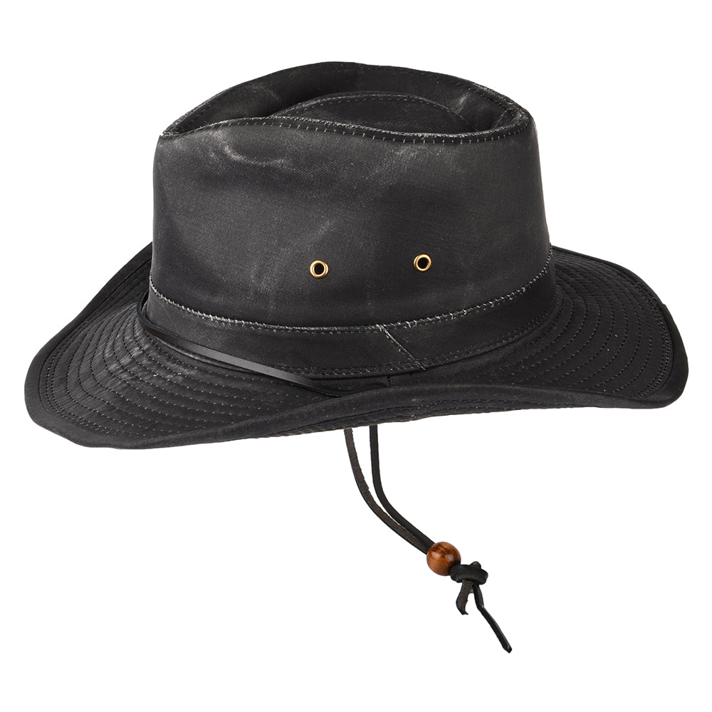 Dorfman Pacific Hats Weathered Cotton Outback Hat - Black