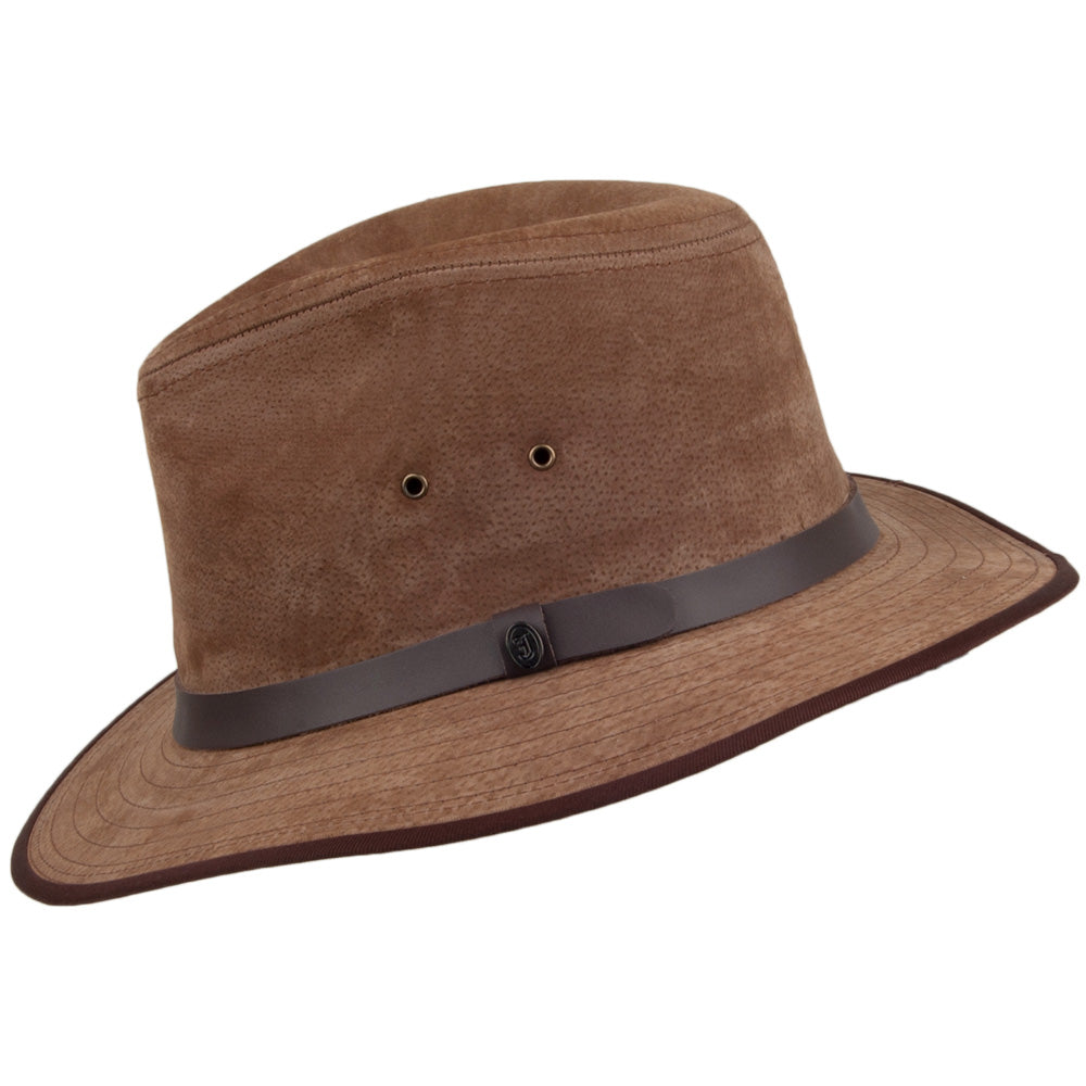 Jaxon & James Nubuck Leather Safari Fedora - Chestnut