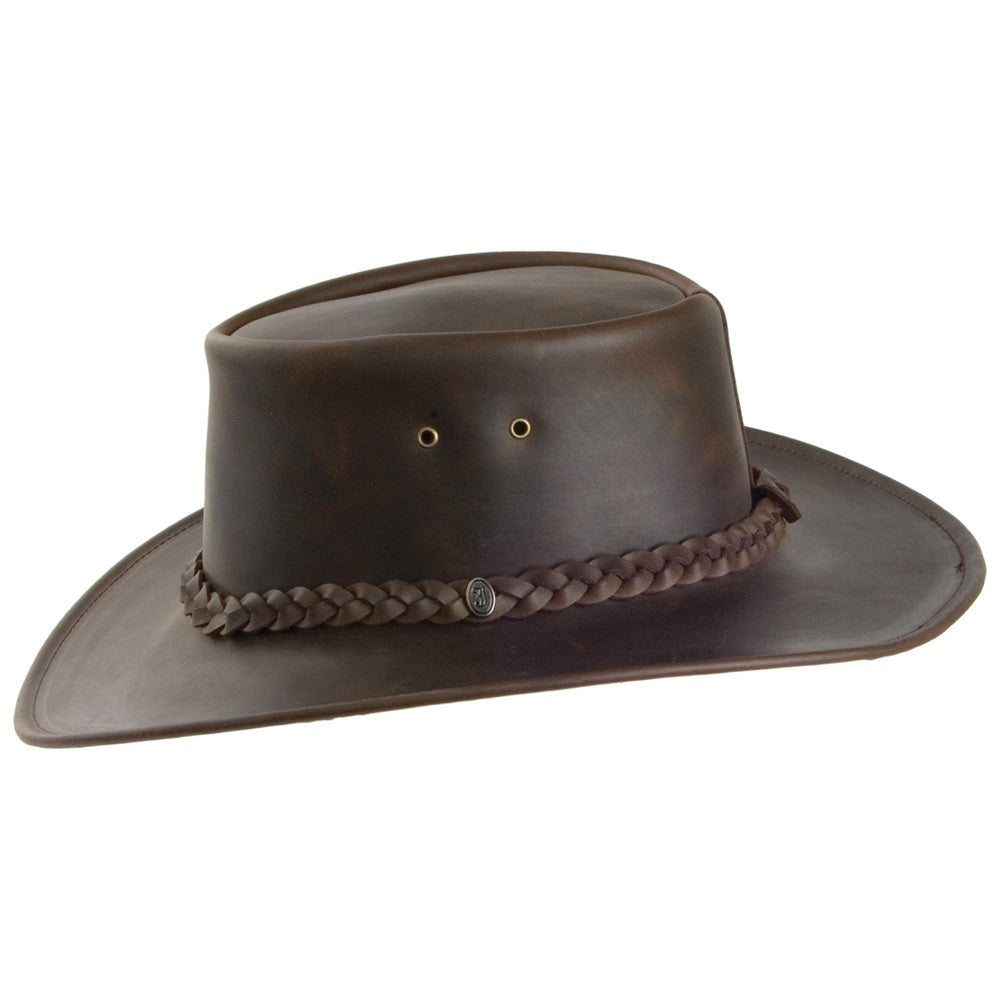 Jaxon & James Crushable Leather Outback Hat - Brown