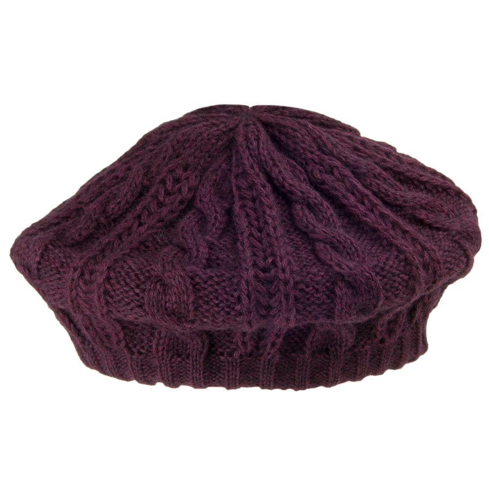 Whiteley Hats Cable Knit Beret - Merlot