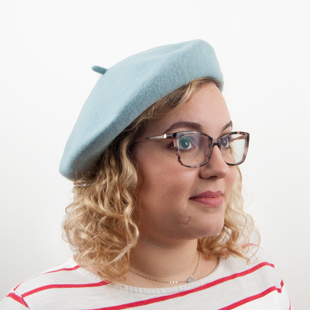 Wool Fashion Beret - Light Blue