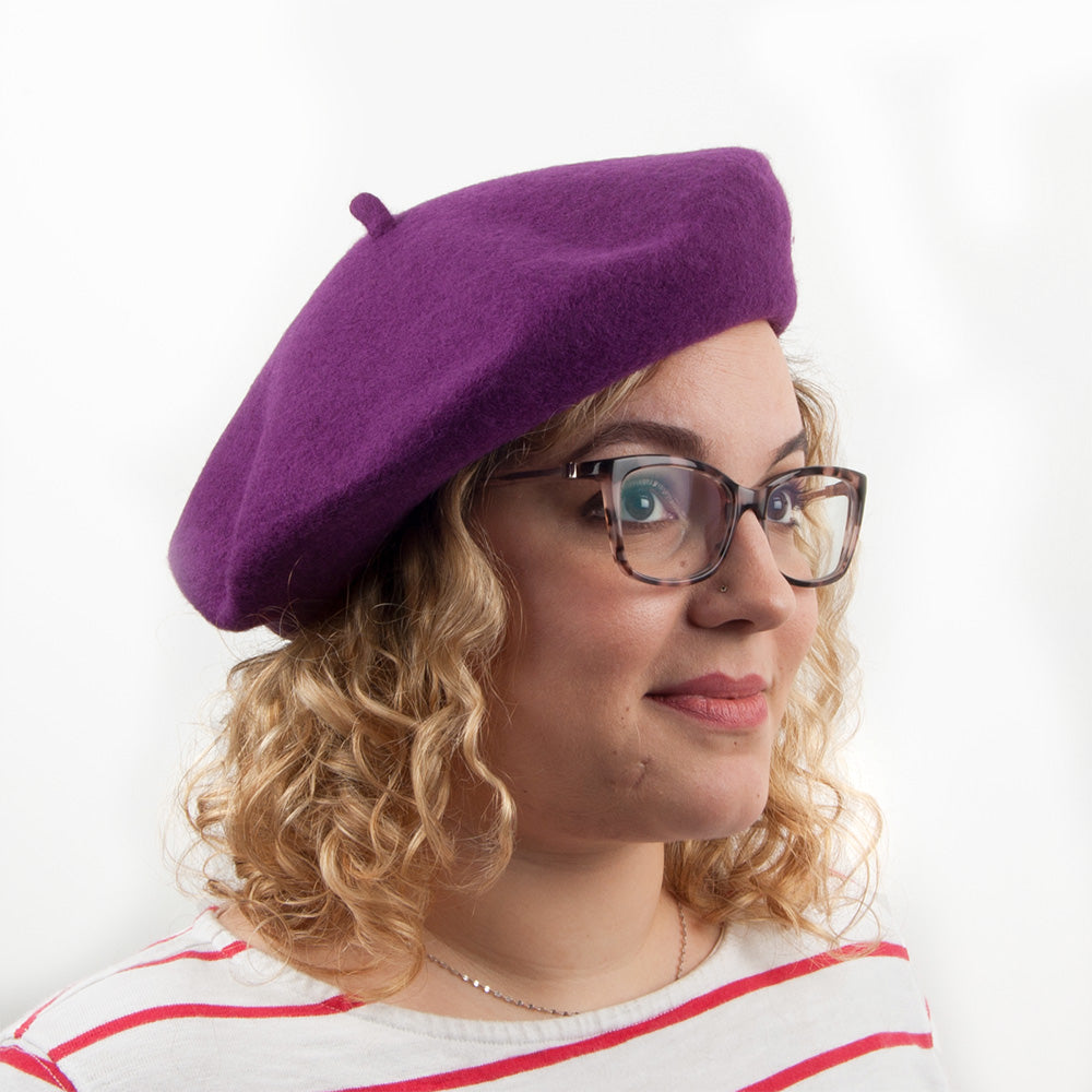 Wool Fashion Beret - Purple