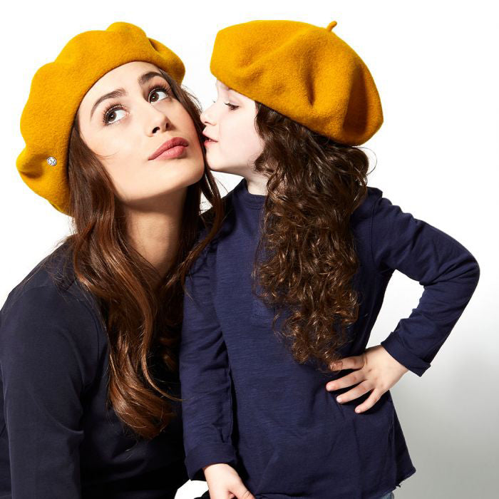 Héritage par Laulhère Hats Authentique Merino Wool Beret - Mustard