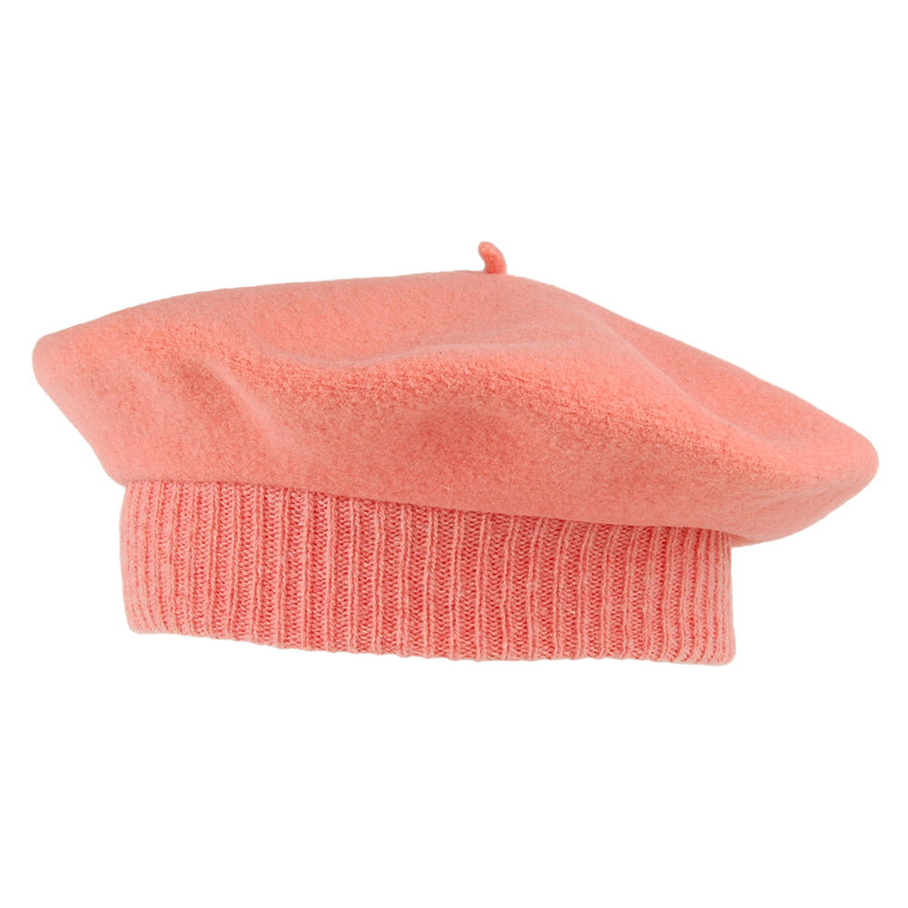 Héritage par Laulhère Hats Parisienne Merino Wool Beret - Coral