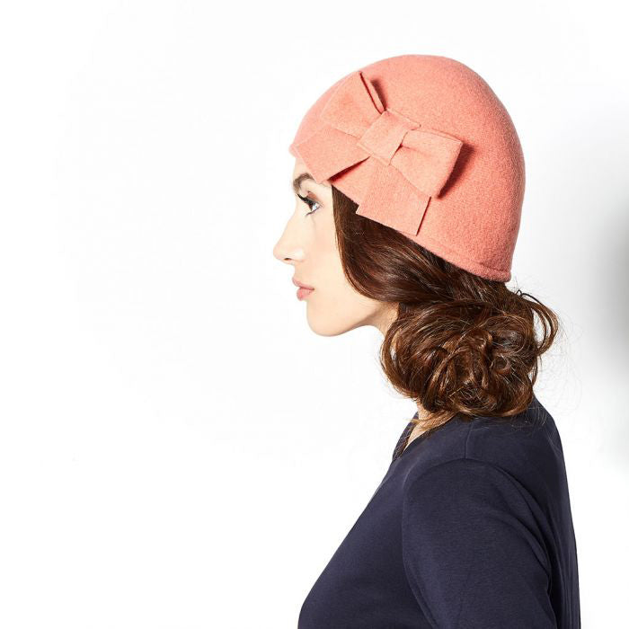 Héritage par Laulhère Hats Seine Merino Wool Cloche - Coral