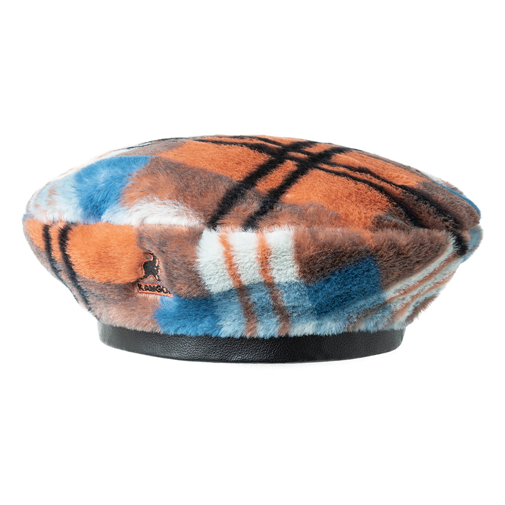 Kangol Faux Fur Beret - Orange-Blue