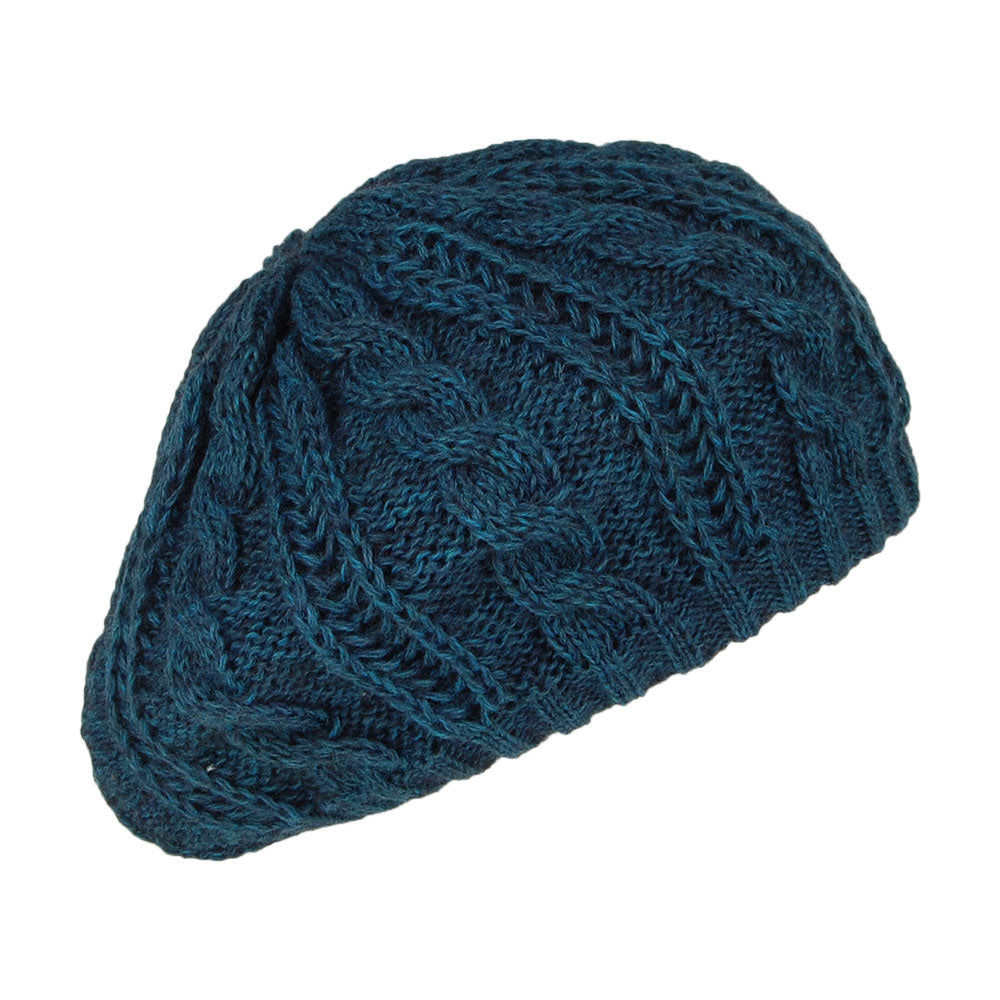 Whiteley Hats Cable Knit Beret - Teal